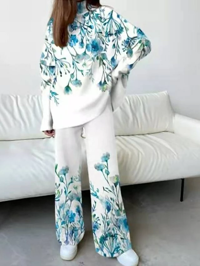 Women's Plus Size Sweatshirt Pants Sets Yellow Red Blue Graphic Print Long Sleeve Casual Holiday Fashion Turtleneck Regular Fit Fall & Winter 6 Women's Plus Size Sweatshirt Pants Sets Yellow Red Blue Graphic Print Long Sleeve Casual Holiday Fashion Turtleneck Regular Fit Fall & Winter - Image 4