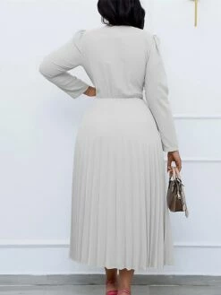 Women's Work Dress Sheath Dress Swing Dress Fashion Winter Dress Office Daily Midi Dress Lace Up Pleated V Neck Long Sleeve Plain Regular Fit Black Yellow Pink Fall Winter S M L XL XXL -LIGHTINTHEBOX Shop uibpne1695027366495