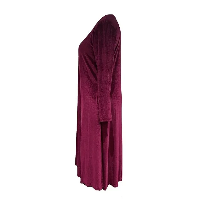 Women‘s Velvet Dress Shift Dress Caftan Dress Long Dress Maxi Dress Green Black Purple Long Sleeve Pure Color Pocket Winter Fall Spring Crew Neck Mature Winter Dress Daily Vacation 2023 6 Women‘s Velvet Dress Shift Dress Caftan Dress Long Dress Maxi Dress Green Black Purple Long Sleeve Pure Color Pocket Winter Fall Spring Crew Neck Mature Winter Dress Daily Vacation 2023 - Image 4