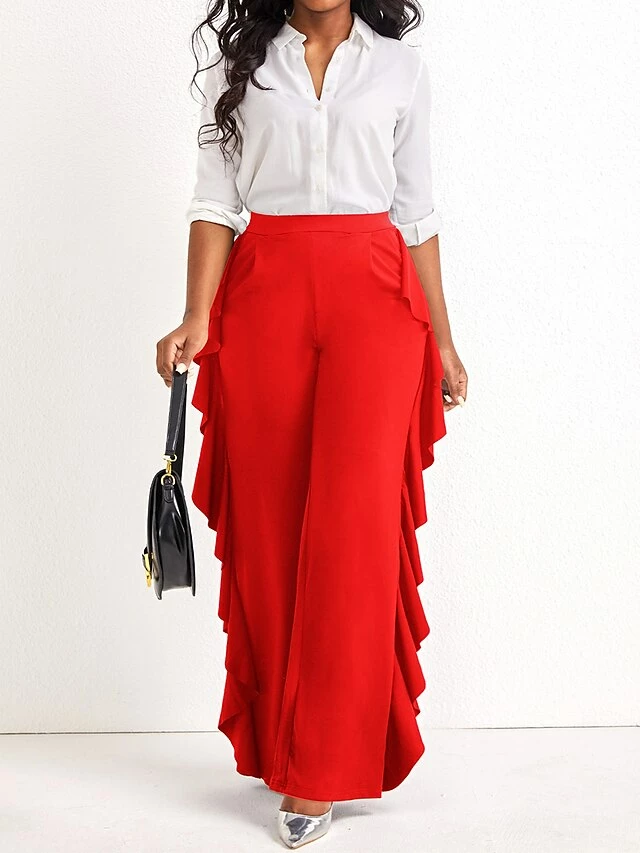 Women's Wide Leg Chinos Pants Trousers Robin's Egg Blue Black Red Fashion Streetwear Street Daily Daily Wear Full Length Comfort Solid Color S M L XL 2XL 3 Women's Wide Leg Chinos Pants Trousers Robin's Egg Blue Black Red Fashion Streetwear Street Daily Daily Wear Full Length Comfort Solid Color S M L XL 2XL