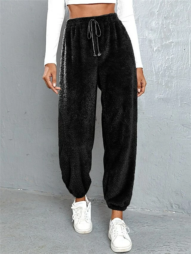 Women's Fleece Pants Sweatpants Chinos Pants Trousers Flannel Dark Brown Black Pink High Waist Fashion Streetwear Daily Wear Vacation Casual Daily Micro-elastic Full Length Comfy Solid Colored XS S M 15 Women's Fleece Pants Sweatpants Chinos Pants Trousers Flannel Dark Brown Black Pink High Waist Fashion Streetwear Daily Wear Vacation Casual Daily Micro-elastic Full Length Comfy Solid Colored XS S M - Image 13