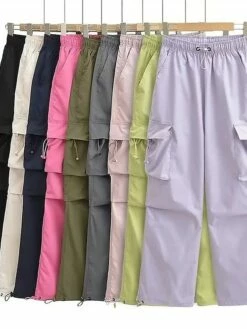 Women's Cargo Pants Wide Leg Pants Trousers Full Length Fashion Streetwear Street Daily Grey ArmyGreen S M Fall Winter