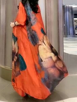 Women's Two Piece Dress Set Casual Dress Swing Dress Daily Holiday Fashion Casual Print Midi Dress Crew Neck Half Sleeve Floral Print Loose Fit Red Blue Orange Summer Spring M L XL XXL 3XL -LIGHTINTHEBOX Shop uleeig1691462007579