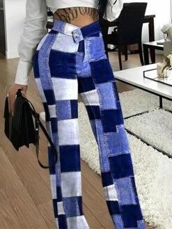 Women's Wide Leg Pants Trousers Full Length Micro-elastic High Waist Fashion Streetwear Street Daily Blue S M Fall Winter