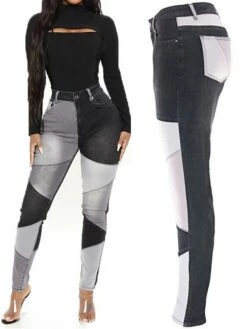 Women's Jeans Skinny Slim Full Length Fashion Streetwear Street Daily Black Red S M Fall Winter