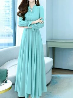 Women's Long Dress Maxi Dress Casual Dress Chiffon Dress Black Dress Plain Streetwear Casual Outdoor Daily Holiday Lace Up Ruched Long Sleeve Crew Neck Dress Regular Fit Black Pink Red Summer Spring -LIGHTINTHEBOX Shop uocrjc1678270465766