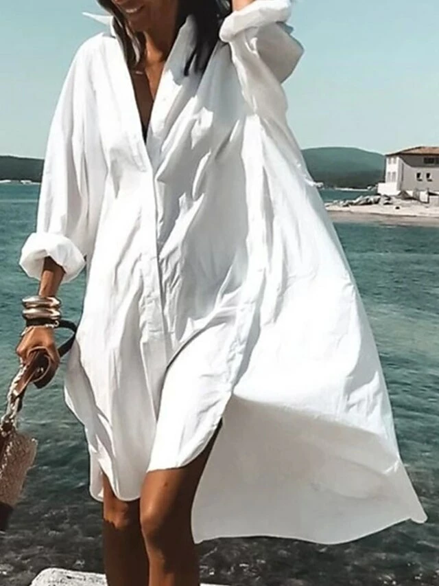 Women‘s Casual Dress Shirt Dress Sundress Blue Purple Red Long Sleeve Floral Button Winter Fall Autumn Shirt Collar Mature Winter Dress Fall Dress Loose Fit 2023 S M L XL XXL 3XL 4XL 5XL 5 Women‘s Casual Dress Shirt Dress Sundress Blue Purple Red Long Sleeve Floral Button Winter Fall Autumn Shirt Collar Mature Winter Dress Fall Dress Loose Fit 2023 S M L XL XXL 3XL 4XL 5XL - Image 3