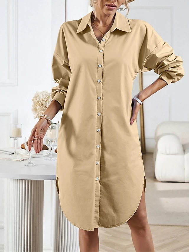 Women's Casual Dress Work Dress Shift Dress Mini Dress Outdoor Office Business Cotton Classic Modern Shirt Collar Button Pocket Long Sleeve Summer Spring Fall 2023 Loose Fit Black White Blue Pure 22 Women's Casual Dress Work Dress Shift Dress Mini Dress Outdoor Office Business Cotton Classic Modern Shirt Collar Button Pocket Long Sleeve Summer Spring Fall 2023 Loose Fit Black White Blue Pure - Image 20