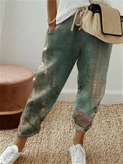 Women's Linen Pants Pants Trousers Baggy Full Length Side Pockets Baggy Micro-elastic Fashion Holiday Weekend White Red S M -LIGHTINTHEBOX Shop urauzc1679043180292