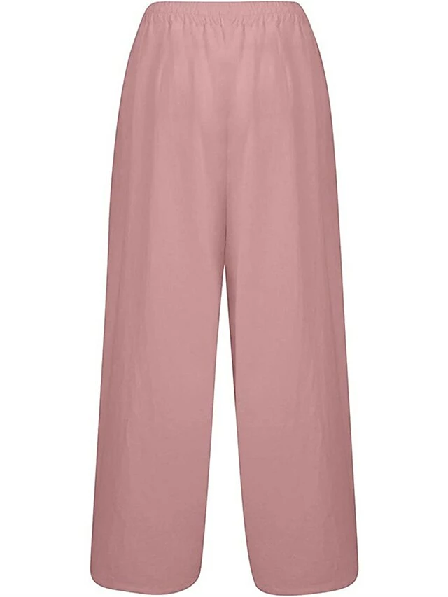 Women's Wide Leg Linen Pants Pants Trousers Full Length Linen / Cotton Blend Pocket Baggy Micro-elastic Mid Waist Fashion Streetwear Daily Daily Wear Claret Navy S M Summer Spring 12 Women's Wide Leg Linen Pants Pants Trousers Full Length Linen / Cotton Blend Pocket Baggy Micro-elastic Mid Waist Fashion Streetwear Daily Daily Wear Claret Navy S M Summer Spring - Image 10