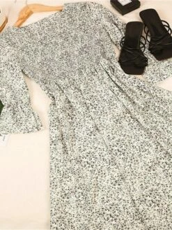 Women's A Line Dress Maxi Long Dress Beige 3/4 Length Sleeve Floral Print Spring Summer Round Neck Stylish Work Casual 2021 S M L XL XXL -LIGHTINTHEBOX Shop usgslh1640686348244