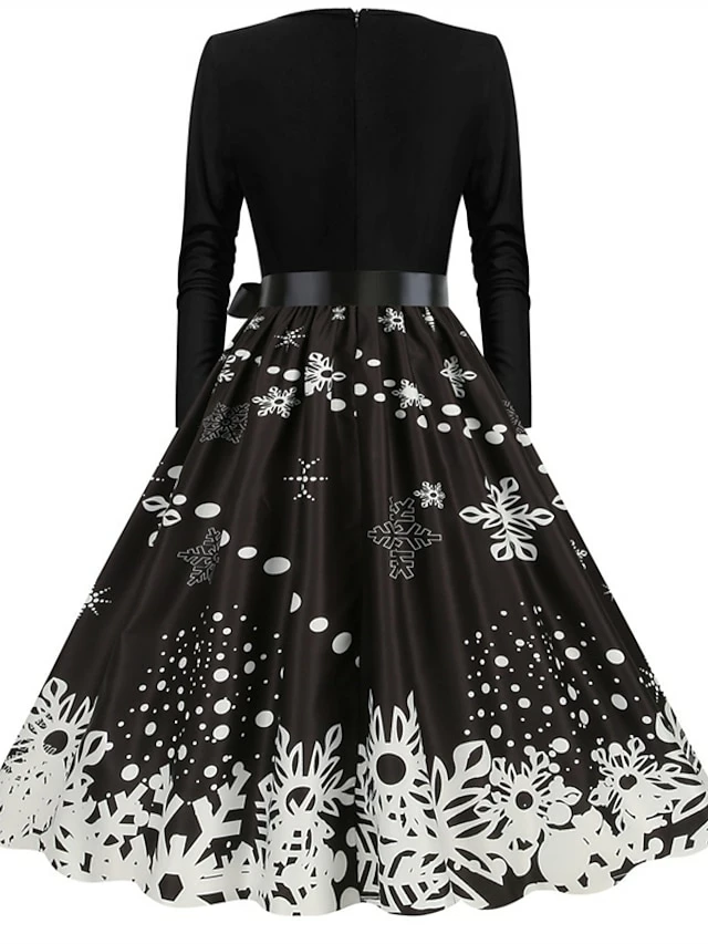 Women's Christmas Party Dress Swing DressKnee Length Dress Green Purple Wine Red Black Long Sleeve Santa Claus Elk Snowman Print Fall Winter V Neck Vintage Party Elegant Party 2022 S M L XL XXL 3XL 9 Women's Christmas Party Dress Swing DressKnee Length Dress Green Purple Wine Red Black Long Sleeve Santa Claus Elk Snowman Print Fall Winter V Neck Vintage Party Elegant Party 2022 S M L XL XXL 3XL - Image 7