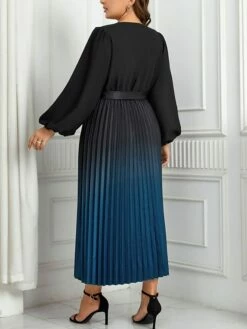 Women's Plus Size Curve Party Dress Casual Dress Sheath Dress Gradient Midi Dress Long Sleeve Lace Up Pleated V Neck Fashion Party Deep Blue Fall Winter XL XXL 3XL 4XL 10 Women's Plus Size Curve Party Dress Casual Dress Sheath Dress Gradient Midi Dress Long Sleeve Lace Up Pleated V Neck Fashion Party Deep Blue Fall Winter XL XXL 3XL 4XL -LIGHTINTHEBOX Shop uuyprg1694594740774