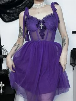 Women‘s Halloween Dress Party Dress Cocktail Dress Wedding Guest Dress Mini Dress Black Purple Sleeveless Pure Color Lace Spring Fall Winter Spaghetti Strap Fashion Birthday Wedding Guest 2023 S M L -LIGHTINTHEBOX Shop uvmxyf1693808830306