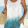 Women's Tank Top White Pink Blue Floral Lace Print Sleeveless Casual Holiday Basic Neon & Bright V Neck Regular Fit Floral -LIGHTINTHEBOX Shop uyjzdc1680775886904