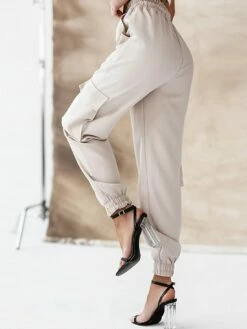 Women's Cargo Pants Pants Trousers Full Length Pocket Micro-elastic Mid Waist Fashion Streetwear Street Daily Almond S M Summer Fall -LIGHTINTHEBOX Shop uykpcu1691564836390