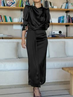 Women's Work Dress Satin Dress Semi Formal Dress Fashion Long Dress Maxi Dress Split Stand Collar Long Sleeve Plain Regular Fit Black Blue Sky Blue Fall Winter S M L XL 36 Women's Work Dress Satin Dress Semi Formal Dress Fashion Long Dress Maxi Dress Split Stand Collar Long Sleeve Plain Regular Fit Black Blue Sky Blue Fall Winter S M L XL -LIGHTINTHEBOX Shop uyqgud1692761654682