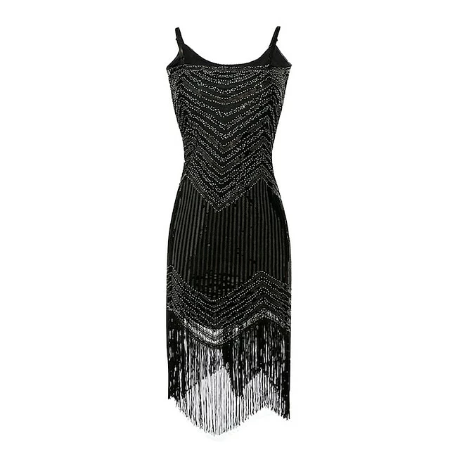 Women's Retro 1920s Fringe Dress Midi Dress Party Halloween Sequins Tassel Fringe Geometric Spaghetti Strap Sleeveless Regular Fit Spring Fall 2023 Silver Black S M L XL 7 Women's Retro 1920s Fringe Dress Midi Dress Party Halloween Sequins Tassel Fringe Geometric Spaghetti Strap Sleeveless Regular Fit Spring Fall 2023 Silver Black S M L XL - Image 5