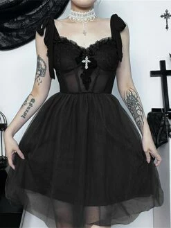 Women‘s Halloween Dress Party Dress Cocktail Dress Wedding Guest Dress Mini Dress Black Purple Sleeveless Pure Color Lace Spring Fall Winter Spaghetti Strap Fashion Birthday Wedding Guest 2023 S M L