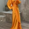 Women's Prom Dress Party Dress Satin Dress Long Dress Maxi Dress Orange Long Sleeve Pure Color Layered Spring Fall Winter V Neck Fashion Winter Dress Evening Party Wedding Guest 2023 S M L XL XXL 3XL -LIGHTINTHEBOX Shop uzgbjx1693391702868