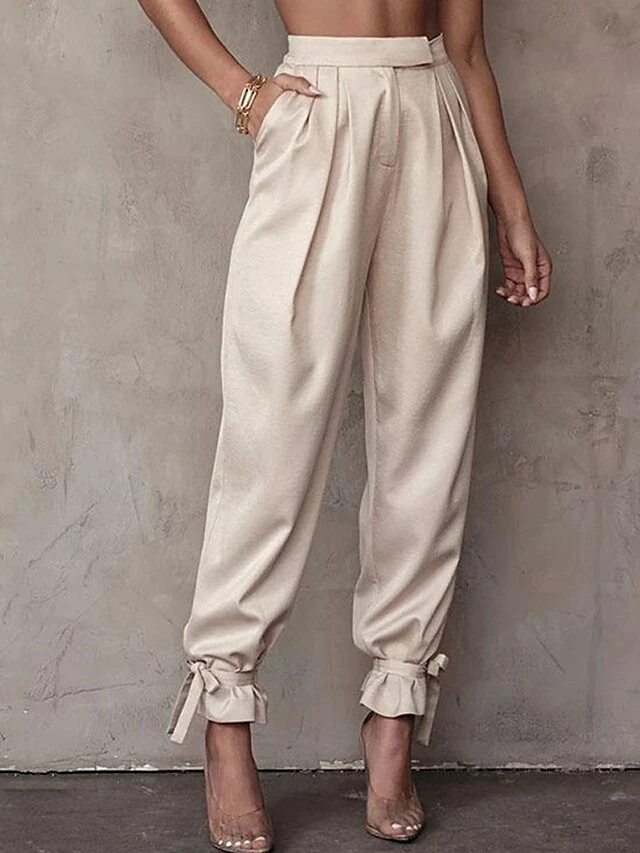 Women‘s Cargo Khaki Pants Chinos Trousers Full Length Micro-elastic High Waist Fashion Streetwear Street Daily Rice White S M Fall Winter 6 Women‘s Cargo Khaki Pants Chinos Trousers Full Length Micro-elastic High Waist Fashion Streetwear Street Daily Rice White S M Fall Winter - Image 4