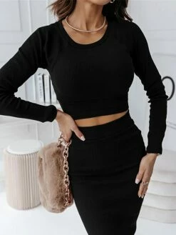 Women's Two Piece Dress Set Casual Dress Skirt Set Outdoor Daily Fashion Sexy Ribbed Midi Dress Crew Neck Long Sleeve Plain Regular Fit Black Wine Green Fall Winter S M L XL 19 Women's Two Piece Dress Set Casual Dress Skirt Set Outdoor Daily Fashion Sexy Ribbed Midi Dress Crew Neck Long Sleeve Plain Regular Fit Black Wine Green Fall Winter S M L XL -LIGHTINTHEBOX Shop uztzvn1695268227650