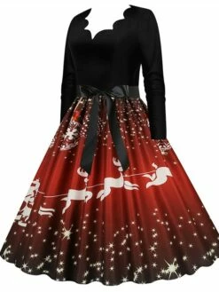 Women's Christmas Party Dress Swing DressKnee Length Dress Green Purple Wine Red Black Long Sleeve Santa Claus Elk Snowman Print Fall Winter V Neck Vintage Party Elegant Party 2022 S M L XL XXL 3XL 24 Women's Christmas Party Dress Swing DressKnee Length Dress Green Purple Wine Red Black Long Sleeve Santa Claus Elk Snowman Print Fall Winter V Neck Vintage Party Elegant Party 2022 S M L XL XXL 3XL -LIGHTINTHEBOX Shop vaciqw1665475505270