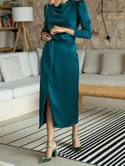 Women's Work Dress Satin Dress Semi Formal Dress Fashion Long Dress Maxi Dress Split Stand Collar Long Sleeve Plain Regular Fit Black Blue Sky Blue Fall Winter S M L XL 39 Women's Work Dress Satin Dress Semi Formal Dress Fashion Long Dress Maxi Dress Split Stand Collar Long Sleeve Plain Regular Fit Black Blue Sky Blue Fall Winter S M L XL -LIGHTINTHEBOX Shop vayede1692761656384