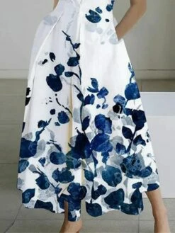Women's Shirt Dress Casual Dress Midi Dress Outdoor Office Daily Cotton Fashion Modern Split Neck Button Pocket Sleeveless Summer Spring 2023 Loose Fit White Blue Leaf Polka Dot S M L XL XXL -LIGHTINTHEBOX Shop vblpsi1688542281761
