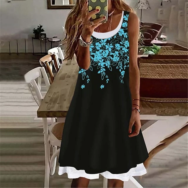Women's Casual Dress Formal Dress Tank Dress Mini Dress White Pink Red Sleeveless Floral Fake Two Piece Summer Spring Crew Neck Vacation Vacation Summer Dress Spring Dress 2023 S M L XL XXL 3XL 5 Women's Casual Dress Formal Dress Tank Dress Mini Dress White Pink Red Sleeveless Floral Fake Two Piece Summer Spring Crew Neck Vacation Vacation Summer Dress Spring Dress 2023 S M L XL XXL 3XL - Image 3