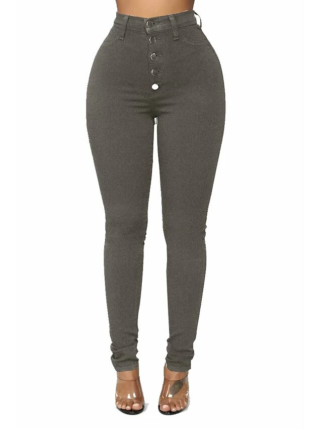 Women's Jeans Skinny Pants Trousers Full Length Denim Side Pockets Micro-elastic High Waist Fashion Casual Weekend Light Blue Dark Gray S M 14 Women's Jeans Skinny Pants Trousers Full Length Denim Side Pockets Micro-elastic High Waist Fashion Casual Weekend Light Blue Dark Gray S M - Image 12