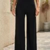Women's Wide Leg Pants Trousers Cotton Apricot Black Blue High Waist Streetwear Simple Casual Outdoor Vacation Casual Daily Full Length Breathable Plain S M L XL 2XL