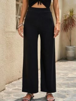 Women's Wide Leg Pants Trousers Cotton Apricot Black Blue High Waist Streetwear Simple Casual Outdoor Vacation Casual Daily Full Length Breathable Plain S M L XL 2XL