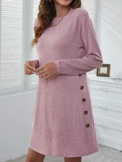 Women's Casual Dress Sweatshirt Dress Winter Dress Mini Dress Button Outdoor Daily Going Out Active Fashion Crew Neck Long Sleeve 2023 Loose Fit Black Pink Gray Color S M L XL XXL Size -LIGHTINTHEBOX Shop vdegcz1693558757810