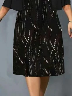 Women‘s Plus Size Curve Two Piece Dress Set Work Dress Print Dress Outdoor Office Fashion Work Print Midi Dress Crew Neck 3/4 Length Sleeve Polka Dot Regular Fit Black Apricot Fall Winter L XL XXL 3XL -LIGHTINTHEBOX Shop vdftop1691400391324