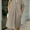 Women's Shirt Dress Casual Dress Shift Dress Midi Dress Outdoor Daily Vacation Polyester Fashion Modern Shirt Collar Button Pocket Long Sleeve Fall Winter 2023 Loose Fit Yellow Blue Khaki Pure Color -LIGHTINTHEBOX Shop vedomr1697597644497