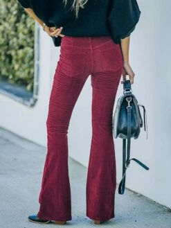 Women's Dress Pants Bootcut Pants Trousers Full Length Corduroy Micro-elastic Medium Waist Fashion Casual Weekend Claret Black S M -LIGHTINTHEBOX Shop vfbeao1660726668774