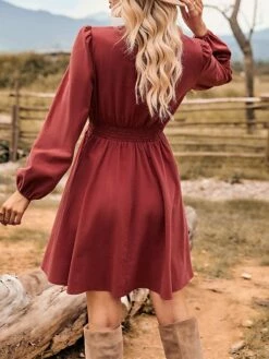 Women's Work Dress Black Dress Semi Formal Dress Fashion Mini Dress Ruched V Neck Long Sleeve Plain Regular Fit Black Red Blue Fall Winter S M L XL -LIGHTINTHEBOX Shop vgcllt1693300566070