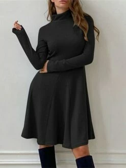 Women's Casual Dress Plain Dress Midi Dress Patchwork Outdoor Street Daily Fashion Streetwear Stand Collar Long Sleeve 2023 Slim Black Khaki Gray Color S M L XL XXL Size 15 Women's Casual Dress Plain Dress Midi Dress Patchwork Outdoor Street Daily Fashion Streetwear Stand Collar Long Sleeve 2023 Slim Black Khaki Gray Color S M L XL XXL Size -LIGHTINTHEBOX Shop vgiphr1692259908113