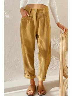 Women‘s Corduroy Pants Fashion Trousers Side Pockets Full Length Casual Weekend Micro-elastic Chinese Style Comfort Beige XXL