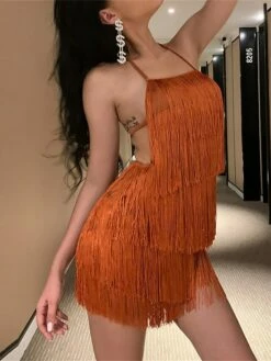 Women's Party Dress Fringe Dress Homecoming Dress Mini Dress Black White Wine Sleeveless Pure Color Tassel Fringe Spring Fall Winter Halter Neck Fashion Wedding Guest Birthday Vacation Slim 2023 S M -LIGHTINTHEBOX Shop vgngkc1693535328848