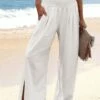 Women's Wide Leg Linen Pants Pants Trousers Full Length Faux Linen Side Pockets Wide Leg Fashion Casual Daily Black White S M -LIGHTINTHEBOX Shop vgumka1683192338072