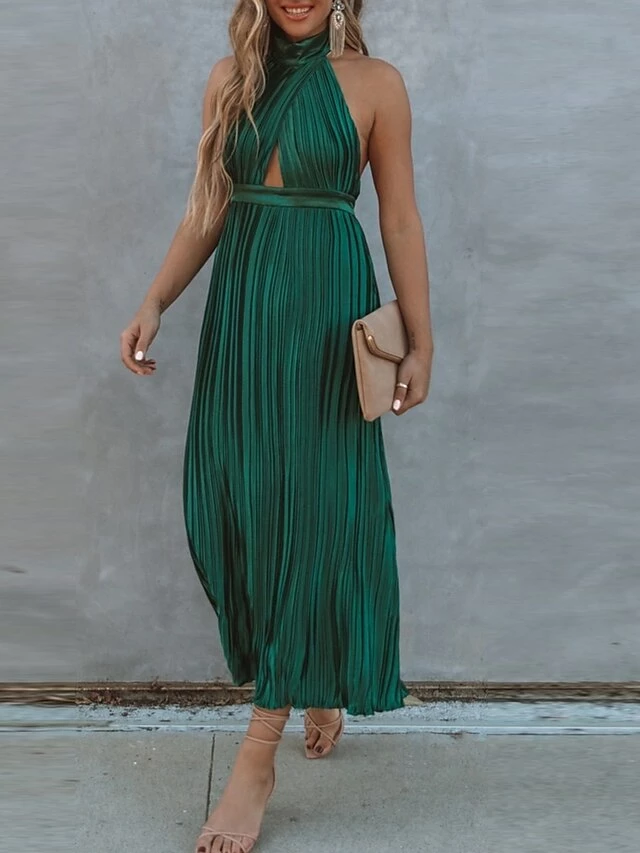 Women's Prom Dress Party Dress Wedding Guest Dress Long Dress Maxi Dress White Pink Purple Sleeveless Pure Color Pleated Summer Spring Halter Neck Fashion Birthday Evening Party Wedding Guest 2023 S 10 Women's Prom Dress Party Dress Wedding Guest Dress Long Dress Maxi Dress White Pink Purple Sleeveless Pure Color Pleated Summer Spring Halter Neck Fashion Birthday Evening Party Wedding Guest 2023 S - Image 8