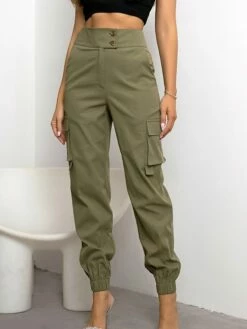 Women's Cargo Pants Sweatpants Joggers Full Length Pocket Micro-elastic High Waist Fashion Streetwear Street Daily Black Khaki XS S Fall Winter -LIGHTINTHEBOX Shop vhxjus1692602722738