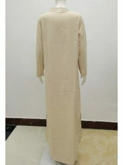 Women's Casual Dress Cotton Linen Dress Shift Dress Maxi Long Dress Cotton Blend Basic Casual Outdoor Daily Vacation V Neck Print Long Sleeve Summer Spring Fall 2023 Loose Fit Yellow Sky Blue Khaki -LIGHTINTHEBOX Shop vikcnb1697014877271