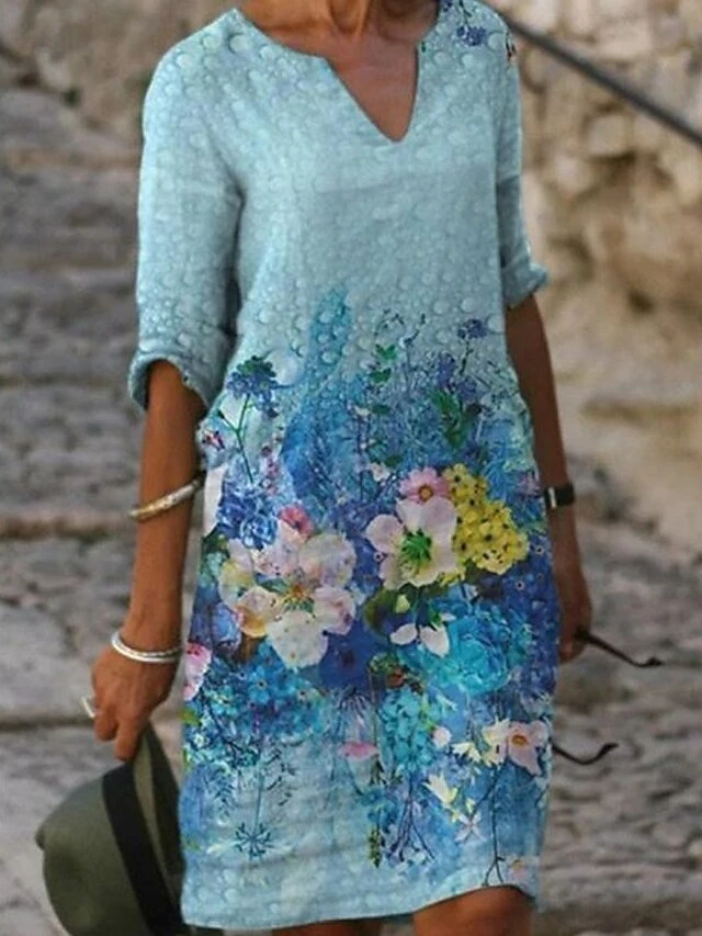 Women's Casual Dress Ethnic Dress Shift Dress Floral Tribal Print Split Neck Midi Dress Vintage Ethnic Outdoor Daily Half Sleeve Regular Fit Black Yellow Blue Summer Spring S M L XL XXL 11 Women's Casual Dress Ethnic Dress Shift Dress Floral Tribal Print Split Neck Midi Dress Vintage Ethnic Outdoor Daily Half Sleeve Regular Fit Black Yellow Blue Summer Spring S M L XL XXL - Image 9