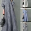 Women's Casual Dress Cotton Linen Dress Swing Dress Maxi Long Dress Cotton Blend Fashion Classic Outdoor Daily Vacation Split Neck Button Print Long Sleeve Summer Spring Fall 2023 Loose Fit White -LIGHTINTHEBOX Shop viurok1689063386443
