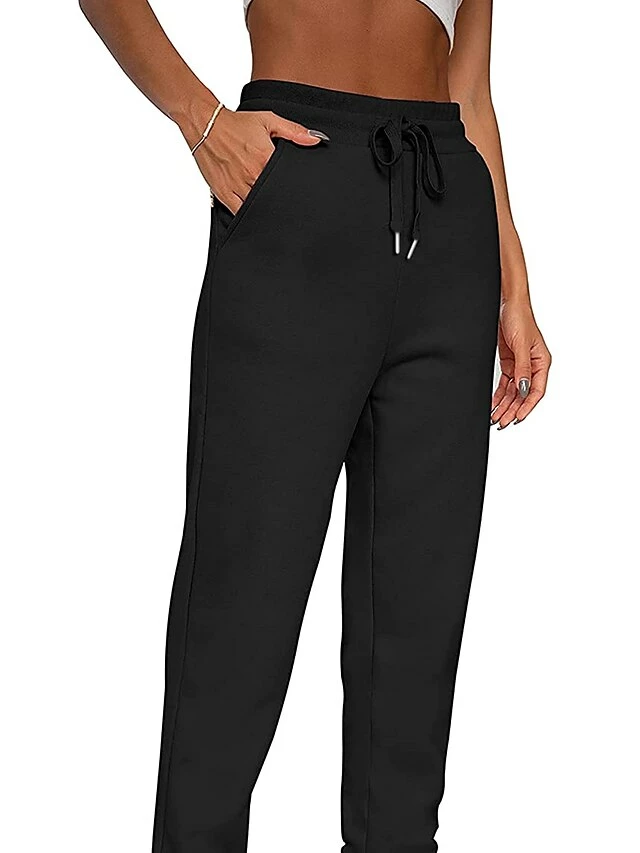 Women's Fleece Pants Sweatpants Joggers Full Length Side Pockets Micro-elastic Mid Waist Hip-Hop Athleisure Leisure Sports Weekend Black Pink S M Fall & Winter 6 Women's Fleece Pants Sweatpants Joggers Full Length Side Pockets Micro-elastic Mid Waist Hip-Hop Athleisure Leisure Sports Weekend Black Pink S M Fall & Winter - Image 4