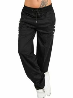 Women's Cargo Pants Sweatpants Pants Trousers Full Length Side Pockets Micro-elastic Mid Waist Casual / Sporty Athleisure Casual Weekend Black Navy Blue S M Summer Spring &Fall
