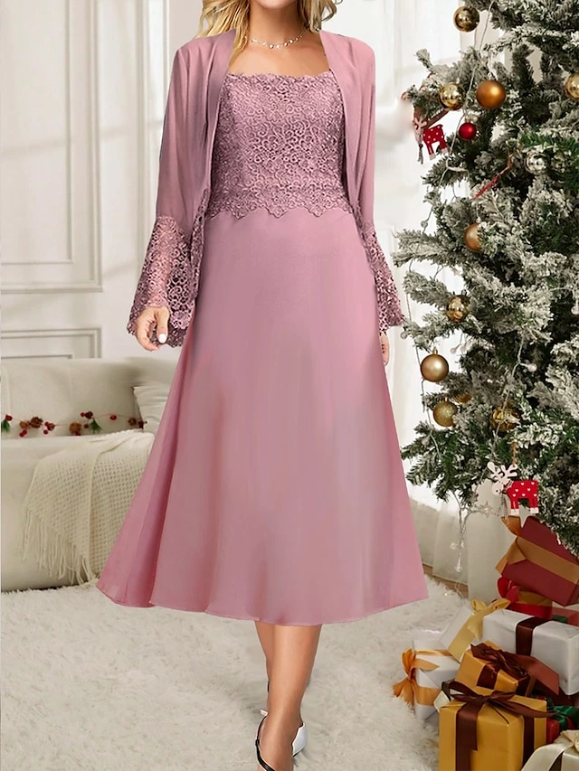 Women's Two Piece Dress Set Party Dress Lace Dress Party Outdoor Fashion Streetwear Lace Patchwork Midi Dress Crew Neck Long Sleeve Plain Regular Fit Purple Fall Winter S M L XL XXL 3 Women's Two Piece Dress Set Party Dress Lace Dress Party Outdoor Fashion Streetwear Lace Patchwork Midi Dress Crew Neck Long Sleeve Plain Regular Fit Purple Fall Winter S M L XL XXL